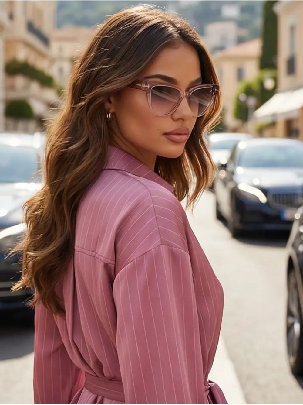 Tom Ford “Nadine” Cat-Eye Sunglasses - Pink/Blush